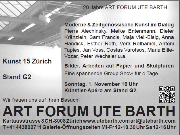 Galerie ART FORUM UTE BARTH @KUNST 15 ZÜRICH